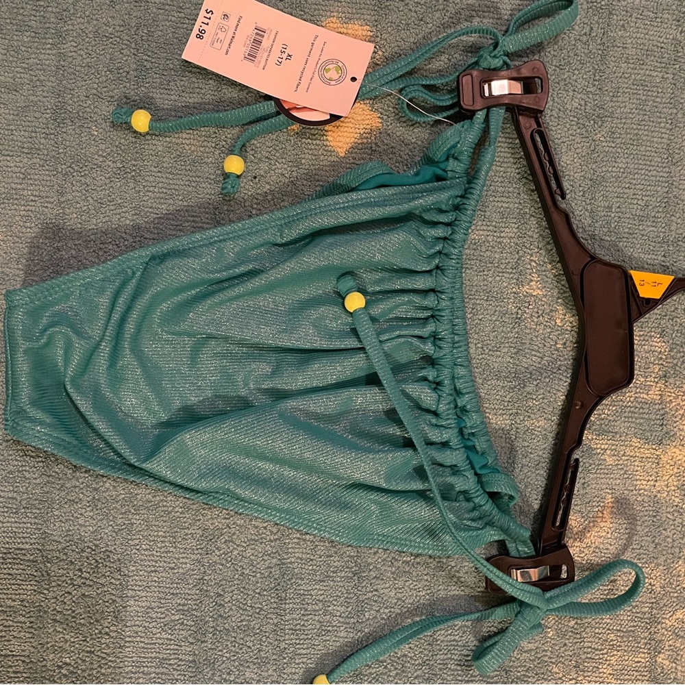 Teal Bikini Bottom with Yellow Accents